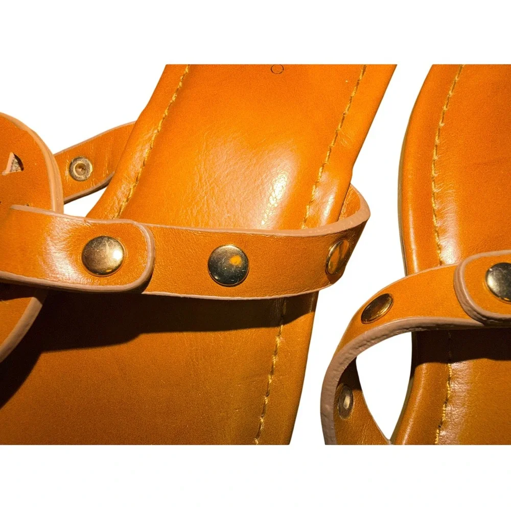 Pierre Dumas Limit-20 Cognac Boho Thong Sandals Size 7.5 Boho NEW - Picture 7 of 8